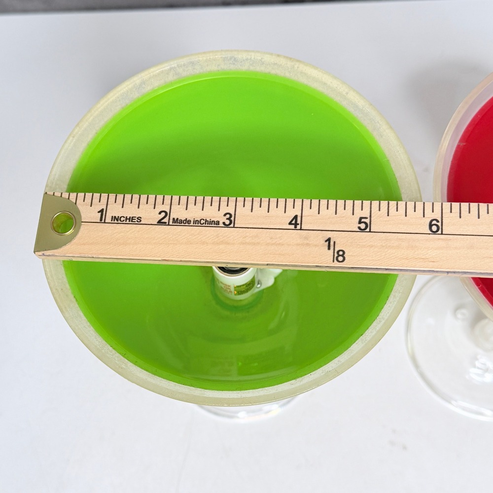 Vintage Lucite Red Green Pair of Martini Style Lamps 8.75" Tall 6" Diameter - Picture 11 of 11